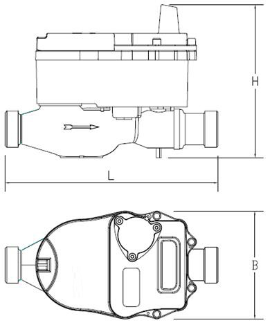 無線遠傳閥控(kong)水表外形尺寸圖(tú)